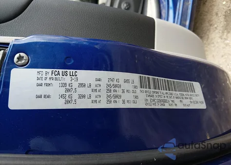 2019 Chrysler Pacifica Limited z USA, uszkodzony, nr VIN 2C4RC1GG5KR666514